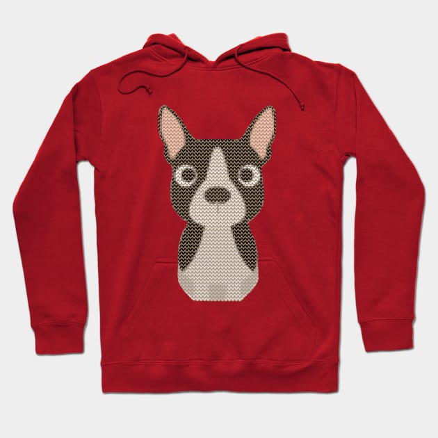 Boston Terrier Ugly Christmas Sweater Design Hoodie by DoggyStyles